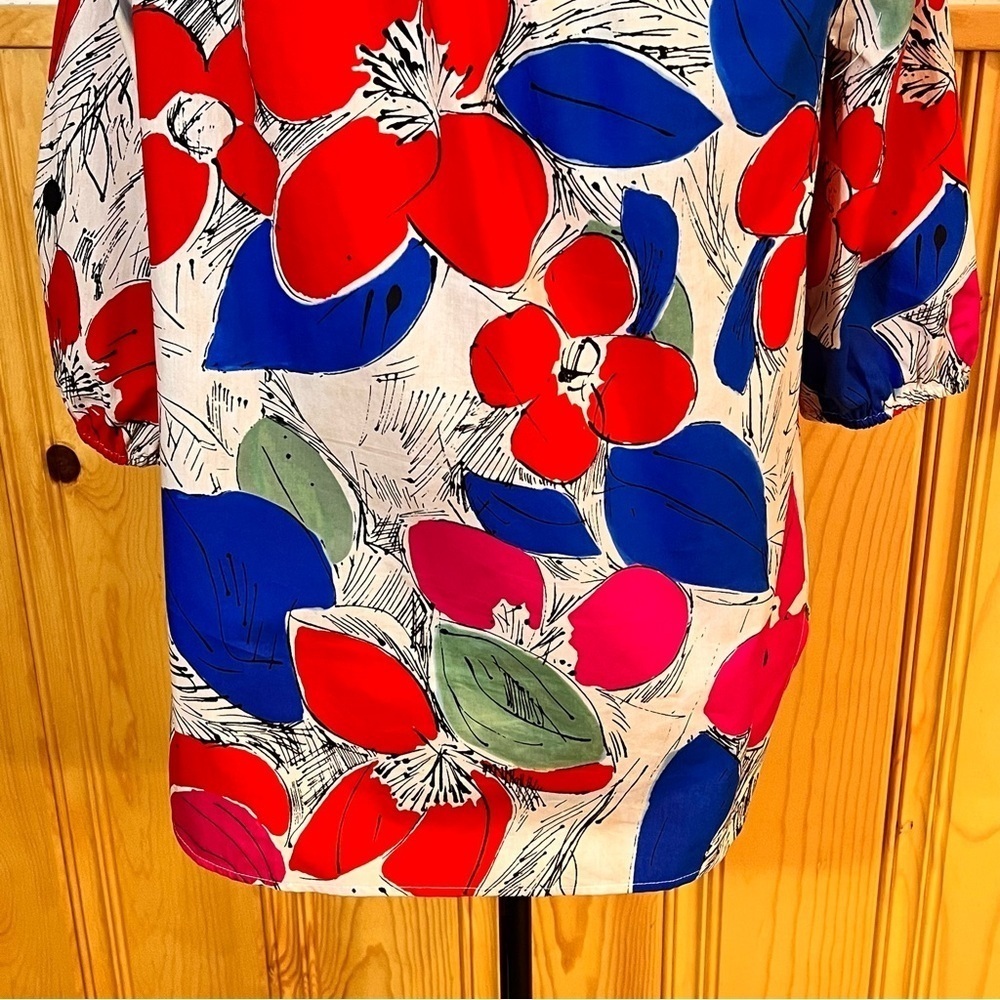 Sara Campbell Colorful Cotton Print Top Sz-XS - Picture 7 of 10
